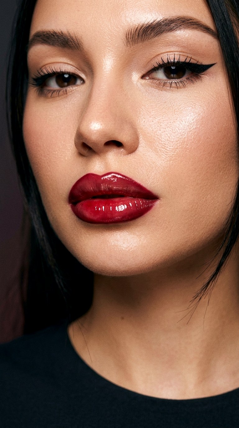 Dark Cherry Lip Contour - 27 Viral Bold Pouty Lips Makeup Trends Taking Over 2026