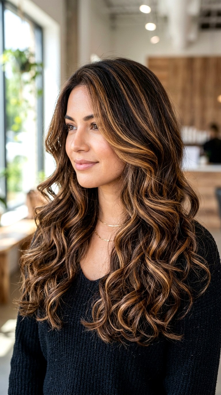 Dark Chocolate and Caramel Ribbons - 20 dark hair with blonde