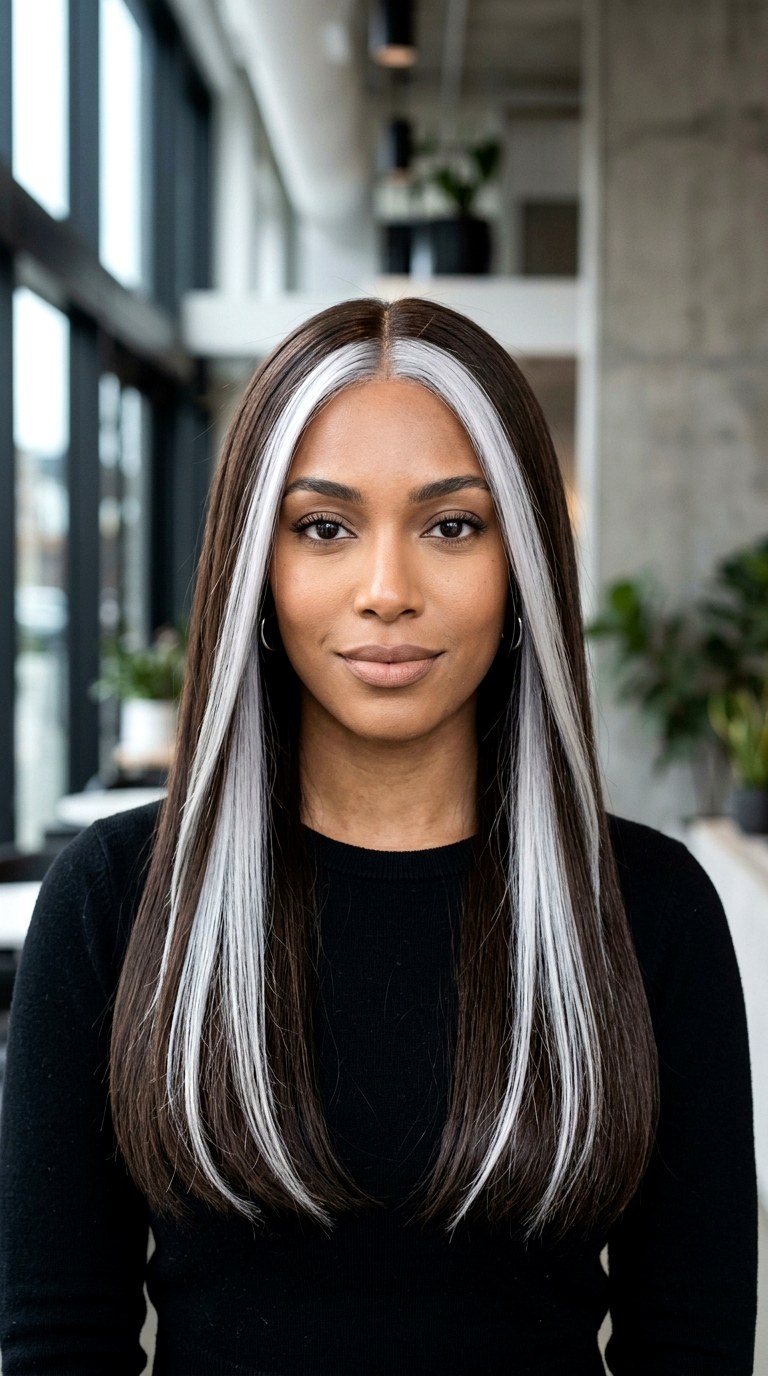 Dark Mocha with Silver Streaks - 24 hair color for brown skin