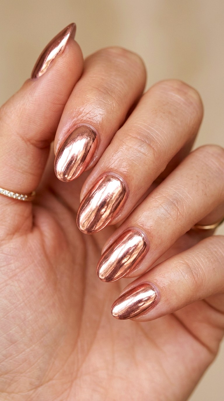 Dazzling Rose Gold Foil Glow - 28 Quick Spring Color Street Nails