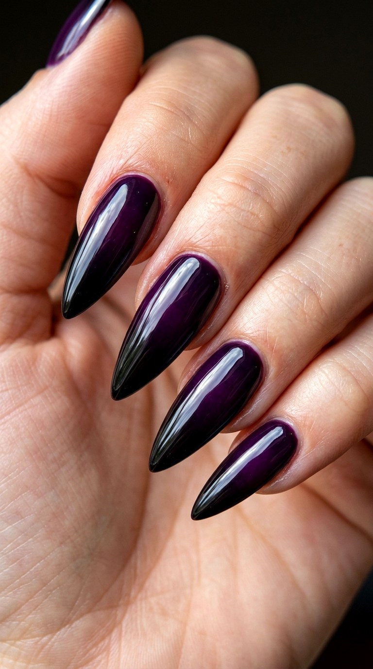 Deep Berry Blackberry Fade - 21 Edgy Spring Stiletto Nails