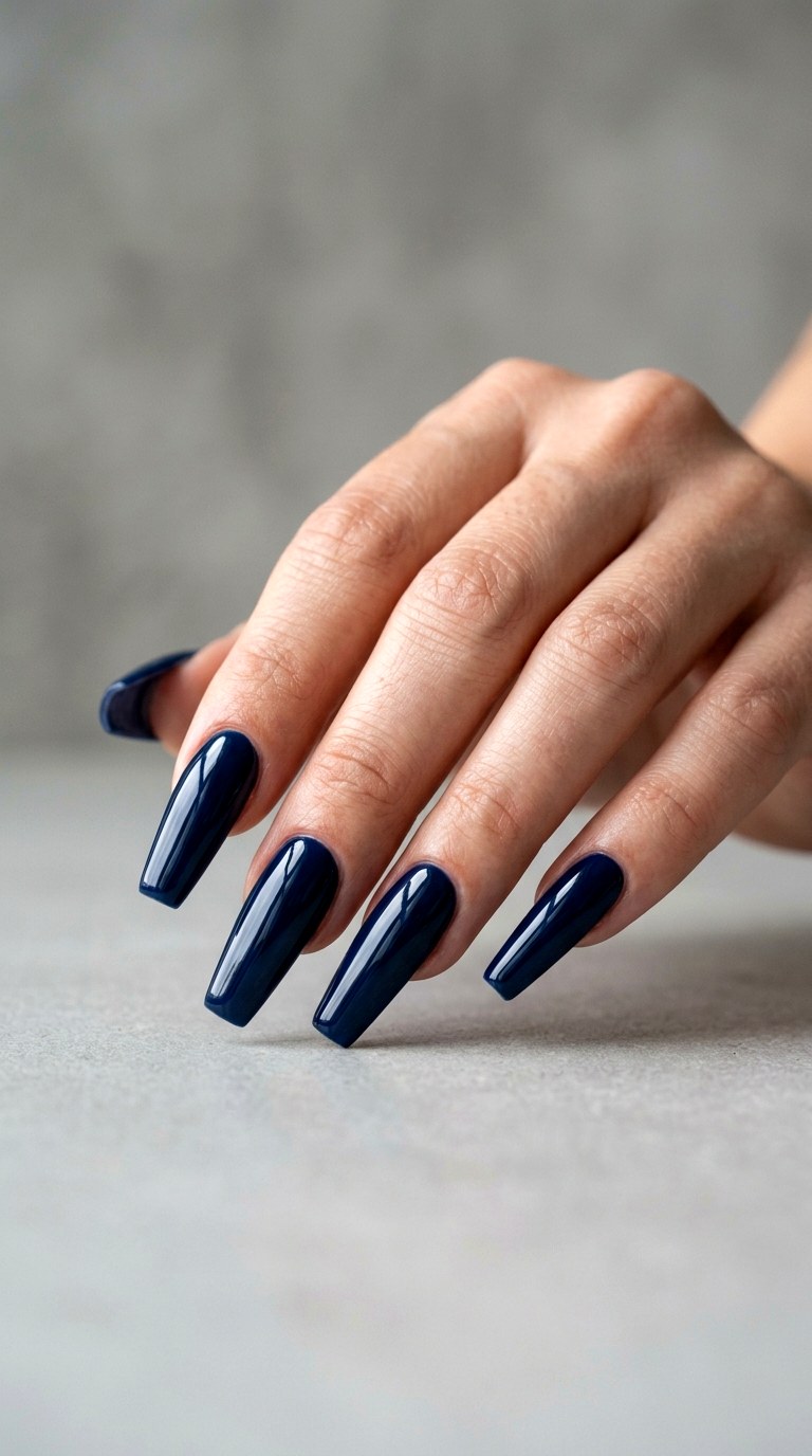 Deep Navy Contrast Chic - 27 Charming Spring Acrylic Nails