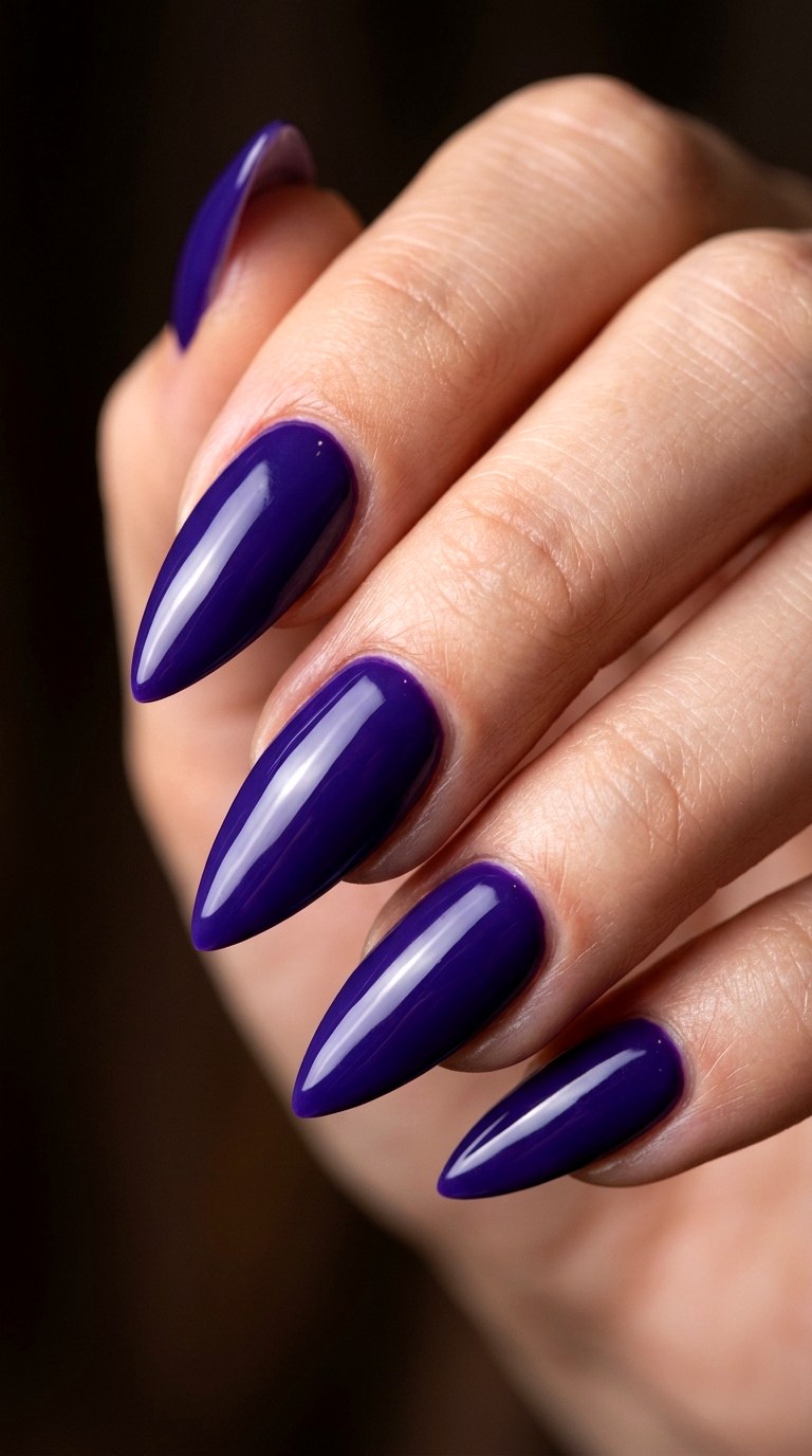 Deep Violet Gloss Finish - 28 Sharp Spring Stiletto Nails