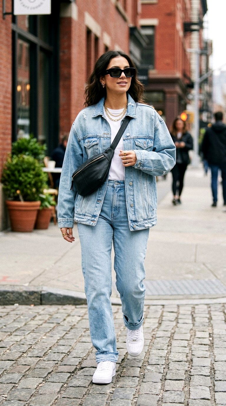 Denim on Denim with Modern Accessories - 21 Stunning Spring Outfit Ideas 2026 Every Stylish Girl Will Be Wearing