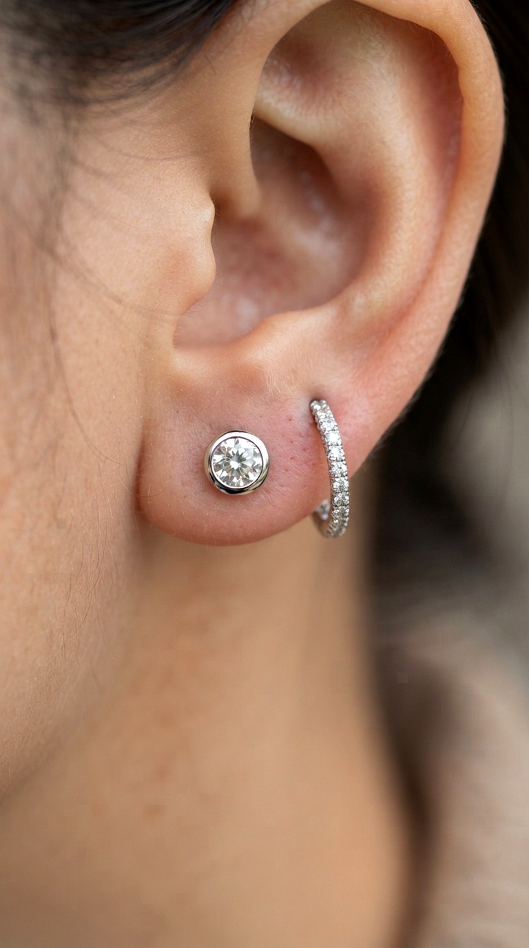 Develop a Cohesive Sparkle Texture - 24 diamond earring stack