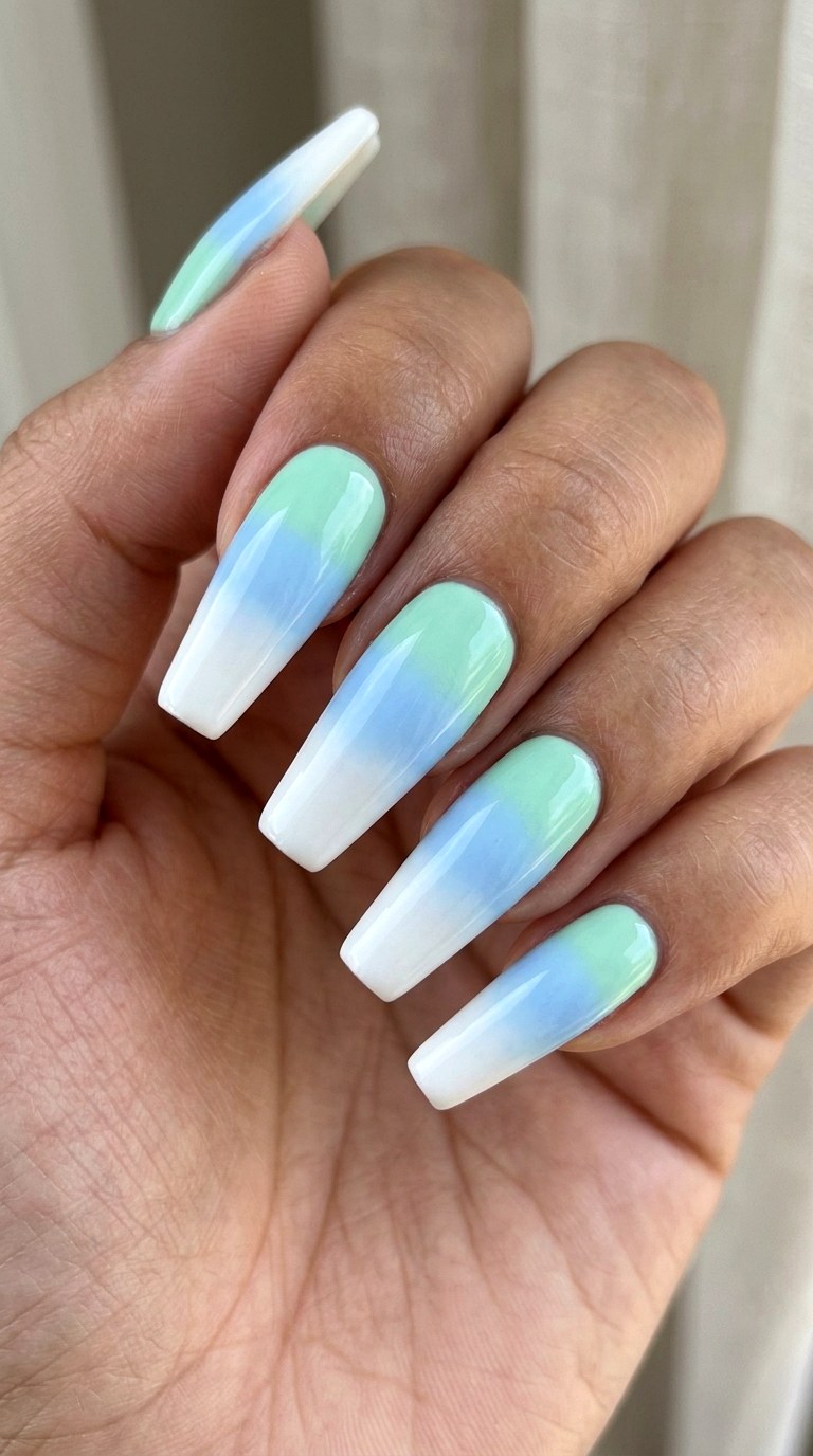 Dewy Petal Wet Look Ombre - 29 Pastel Spring Ombre Nails