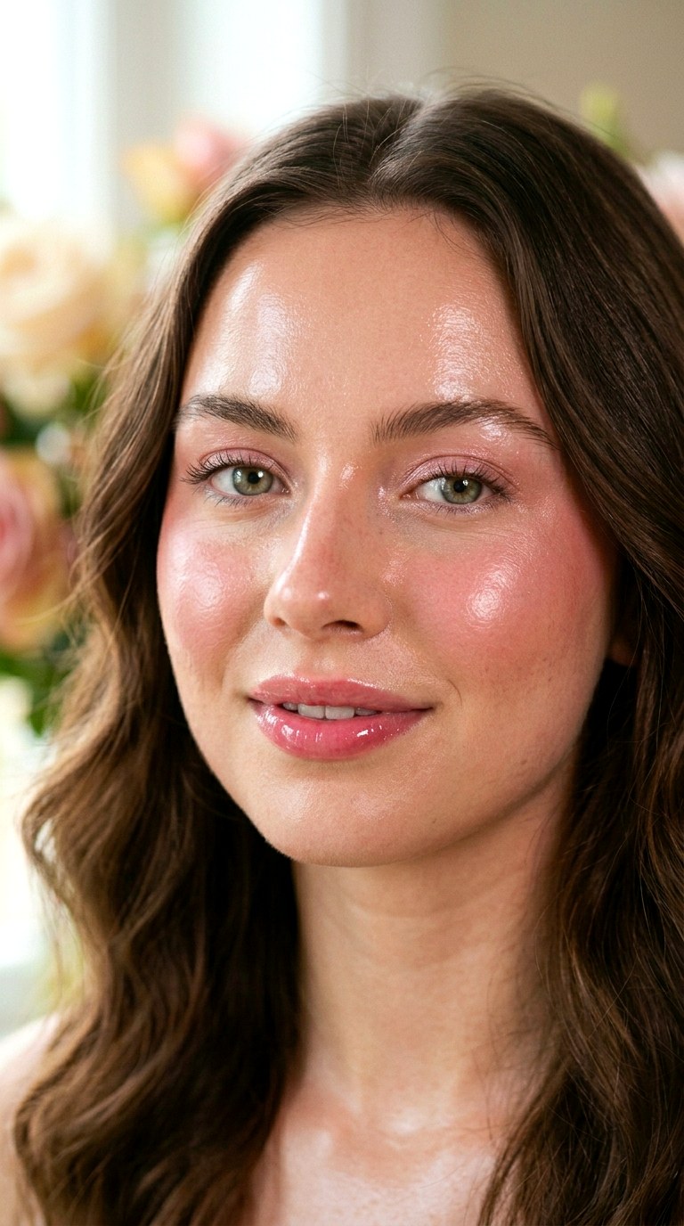 Dewy Pink Glass Skin Glam - 28 Romantic Rosy Makeup Aesthetics