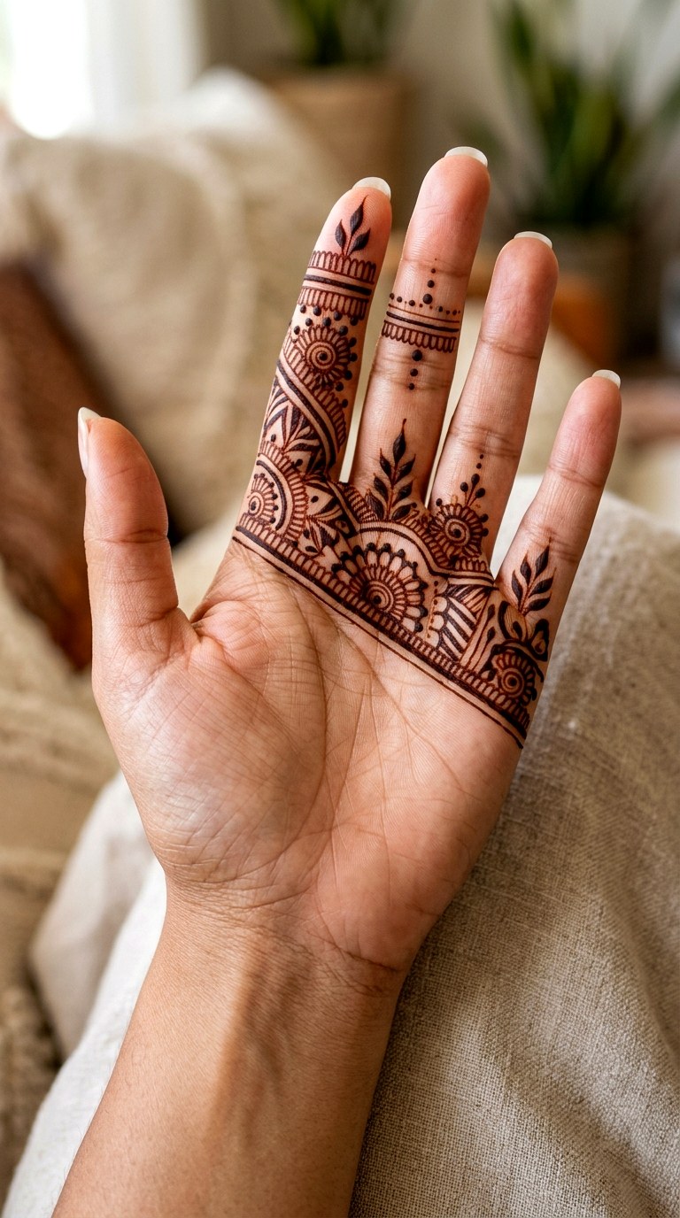 Diagonal Half Hand Cover - 24 henna designs easy