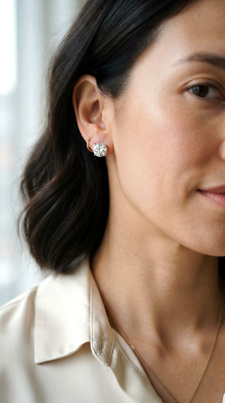 Diamond Solitaire Studs Earrings - 30 classy earrings