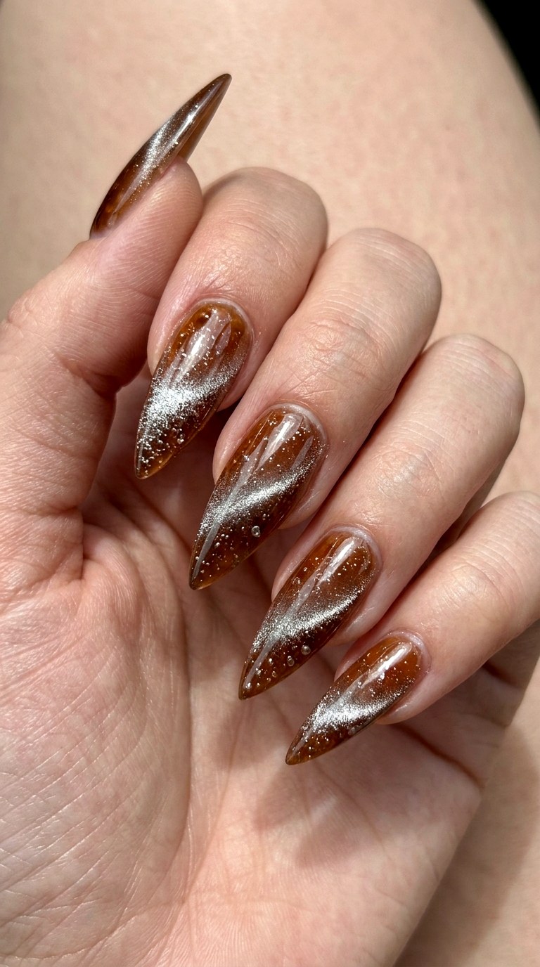 Diet Coke Fizz Cat Eye - 30 High-Fashion Spring Stiletto Nails