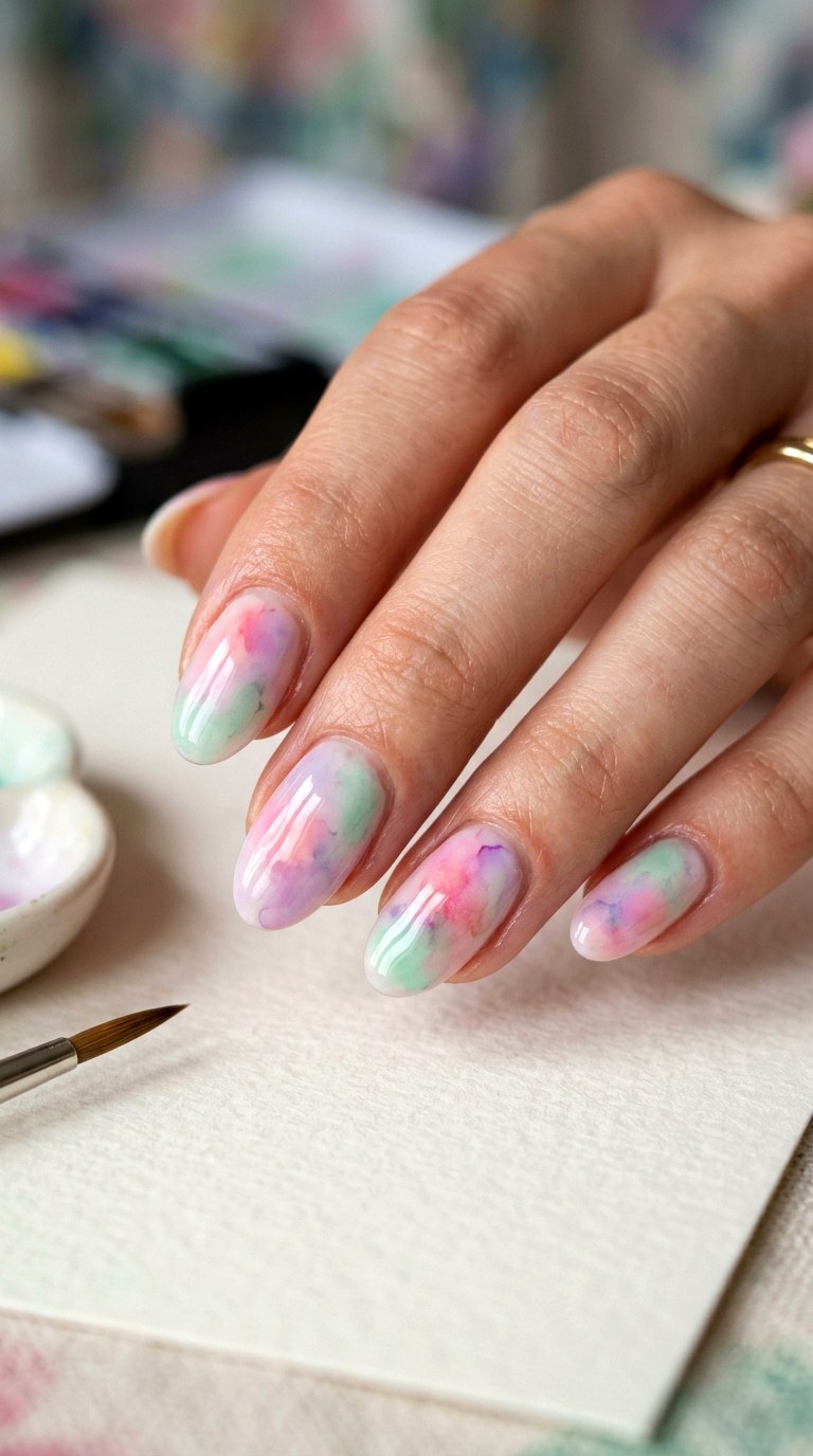 Diffused Watercolor Blooms - 21 Long-Lasting Spring Color Street Nails