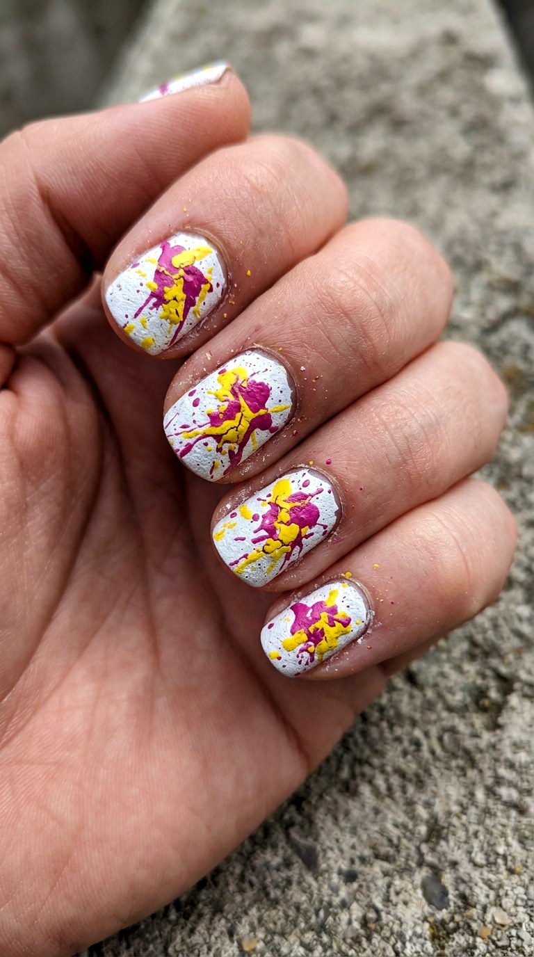 Distressed Splatter Paint - 22 Funky Spring Colorful Junk Nails