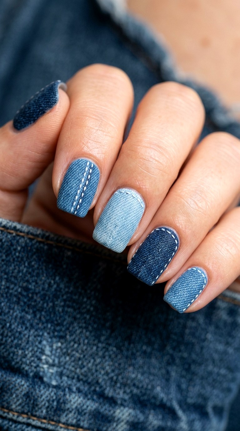 Double Denim Blues - 25 Early Season Spring Multicolor Nails