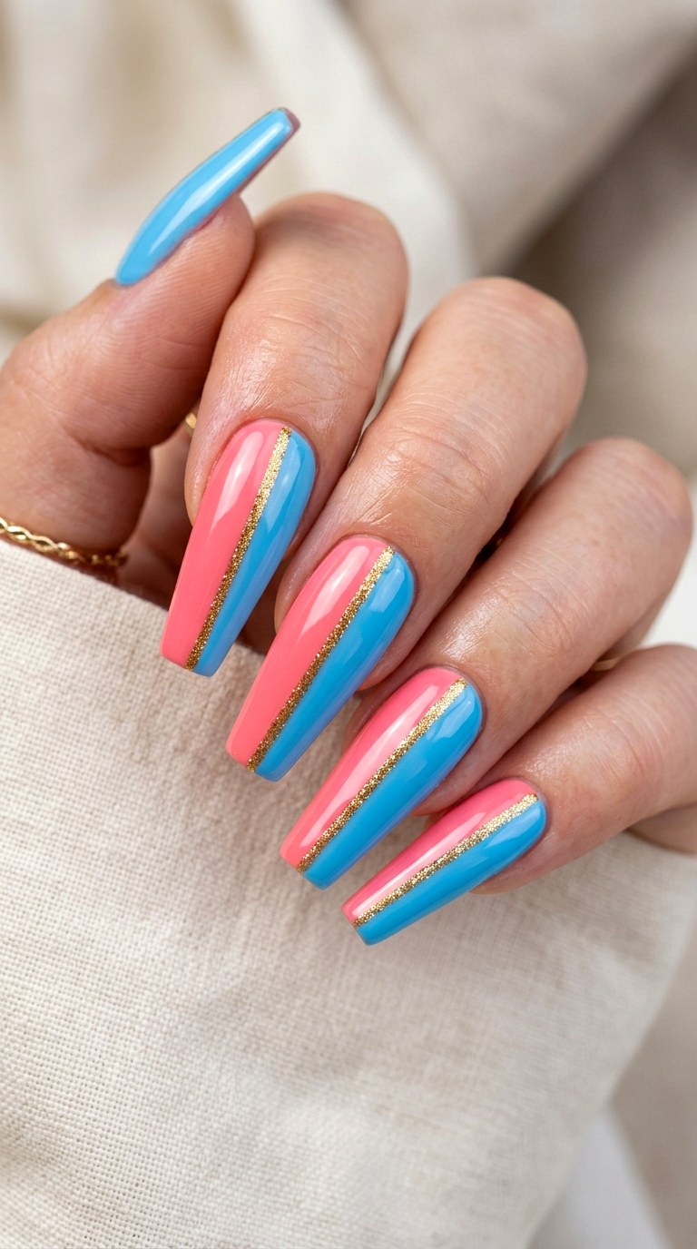 Double Sided Split Tone - 25 Spring Break Multicolor Acrylic Nails