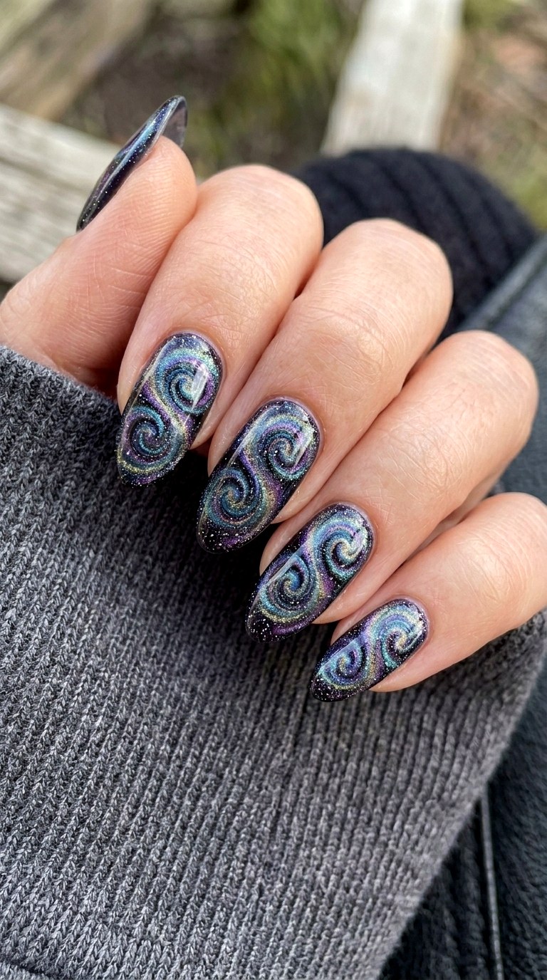 Double Swirl Galaxy - 25 Early Season Spring Multicolor Nails