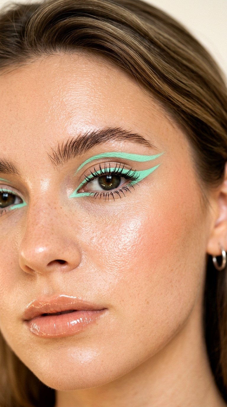 Double Wing Mint Graphic Liner - 28 Mint Green Graphic Liner Look