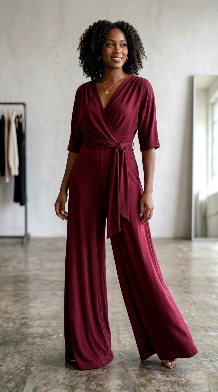 Draped Front Jumpsuit and Stiletto Heels - 24 business professional outfits for women