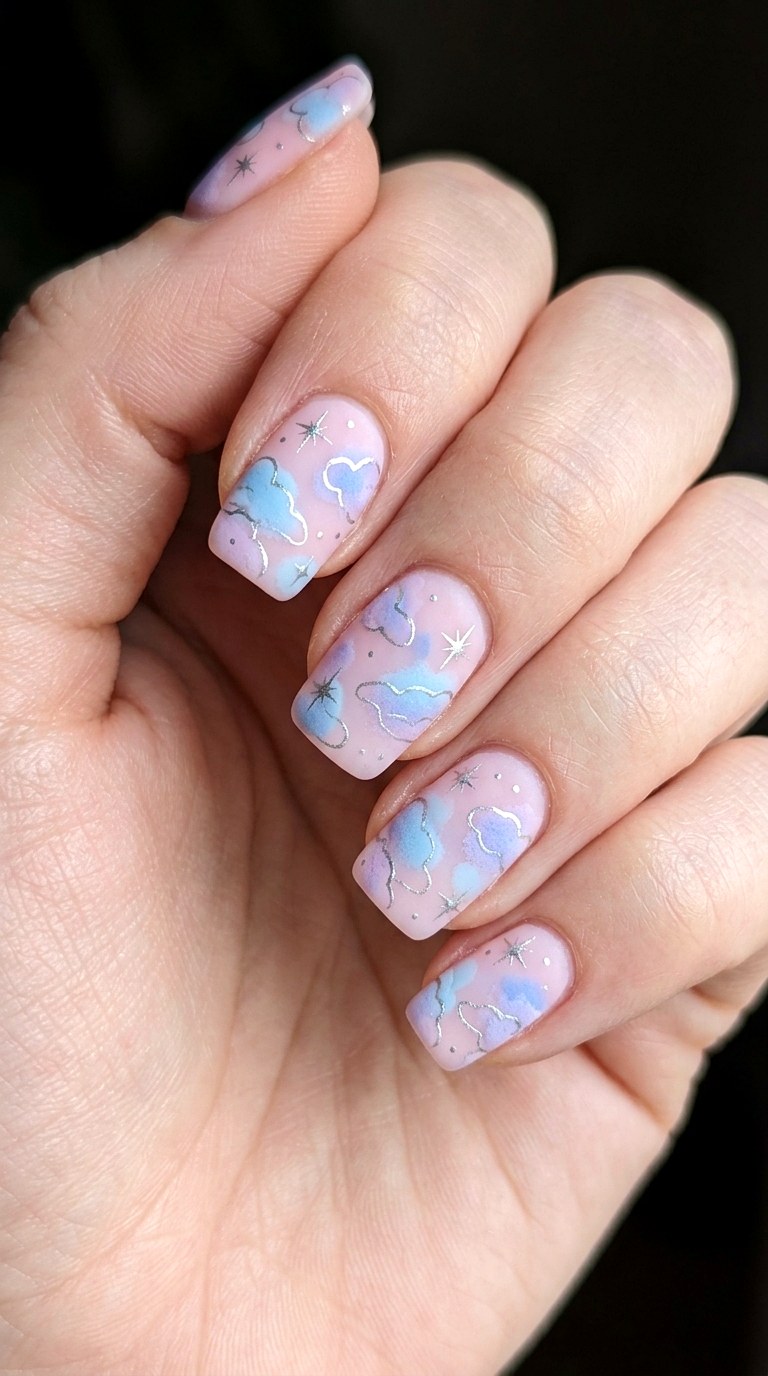 Dreamy Pastel Cloud Art - 23 Pastel Spring Multicolor Nails