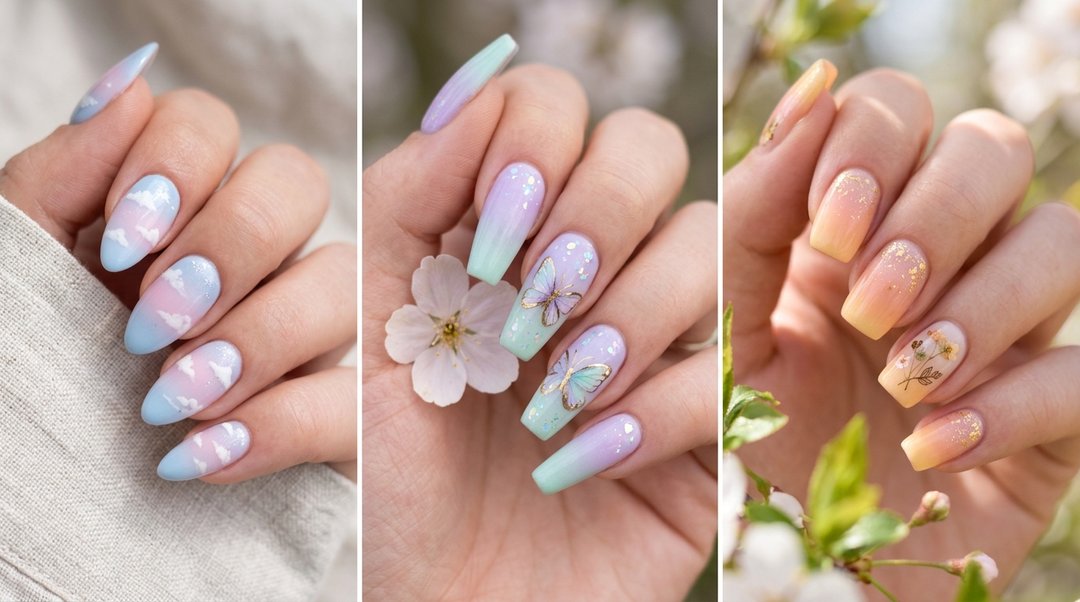 Dreamy Spring Ombre Nails Collage