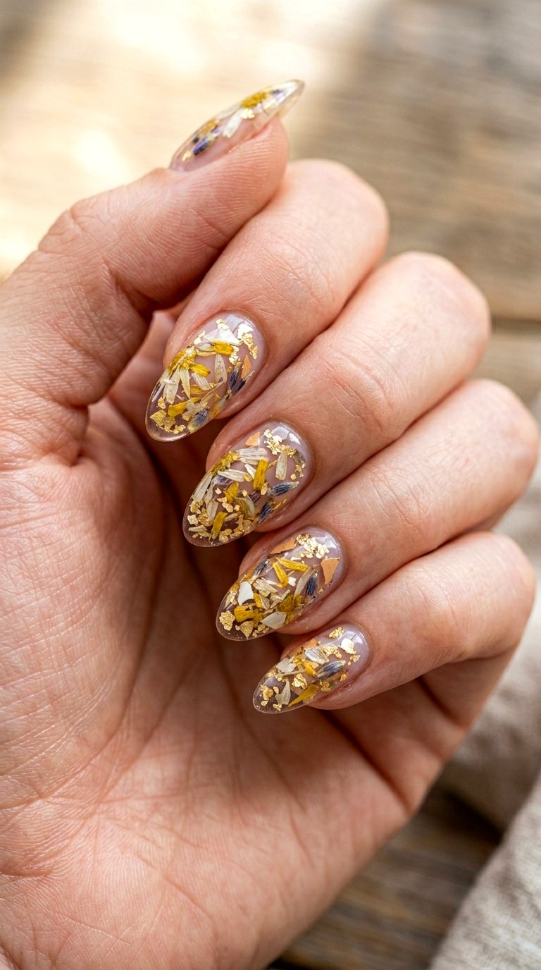 Dried Daisy Petal Fragments - 24 Eclectic Spring Colorful Junk Nails