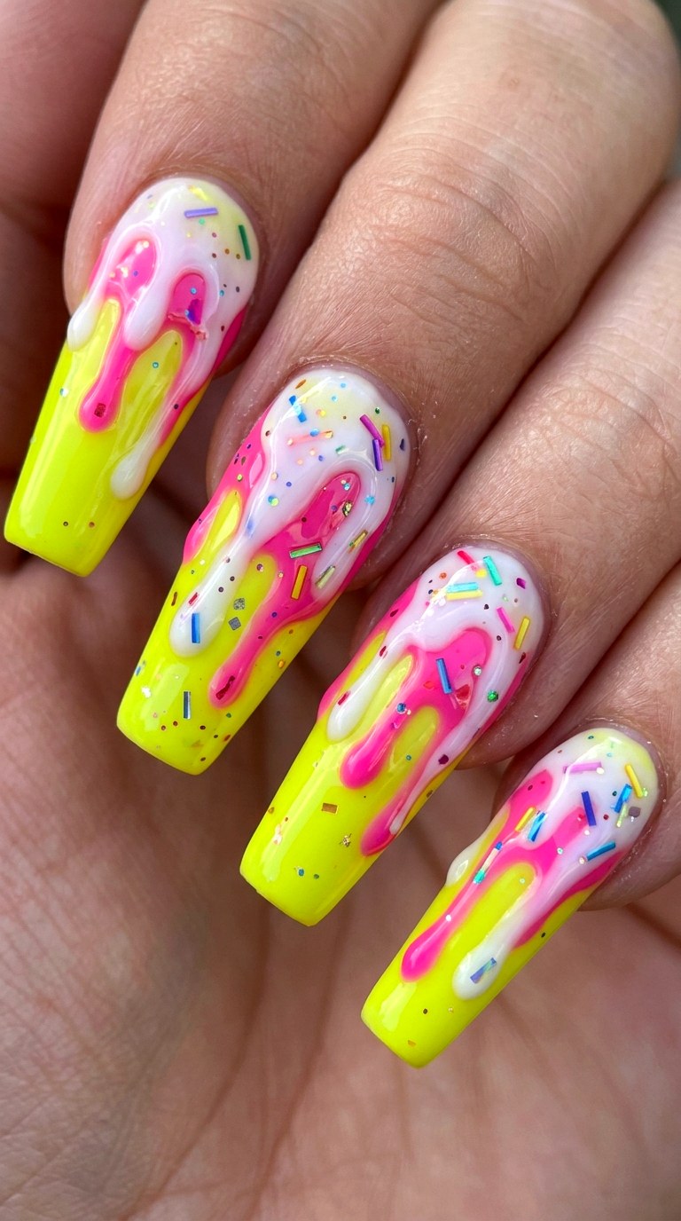 Drip Paint Glossy Finish - 27 Festival Spring Colorful Junk Nails