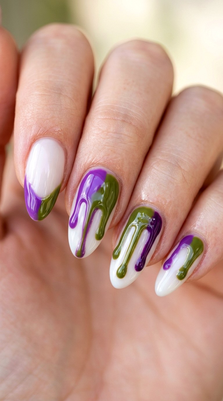 Dripping Color Tips - 27 Cute Spring Color Street Nails