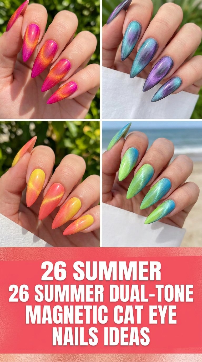 Dual tone magnetic cat eye nails