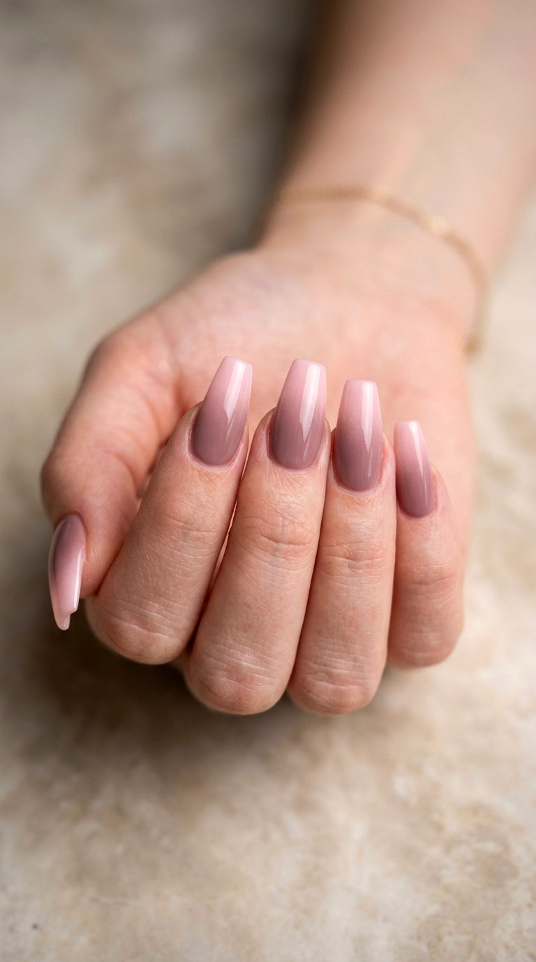 Dusty Mauve to Soft Ballet Slipper Pink - 28 Seamless Spring Ombre Nails