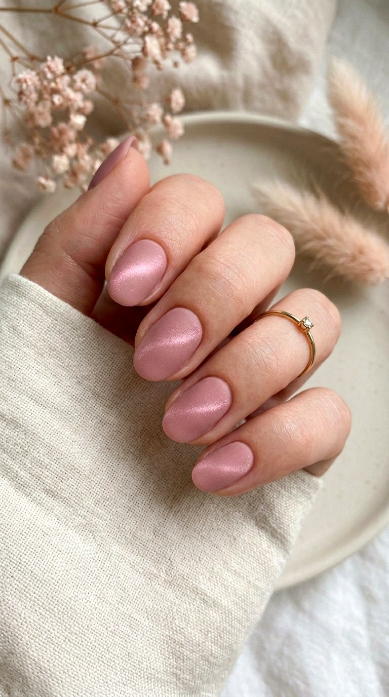 Dusty Rose Matte Cat Eye Nails - 22 Summer Minimal Matte Cat Eye Nails Ideas