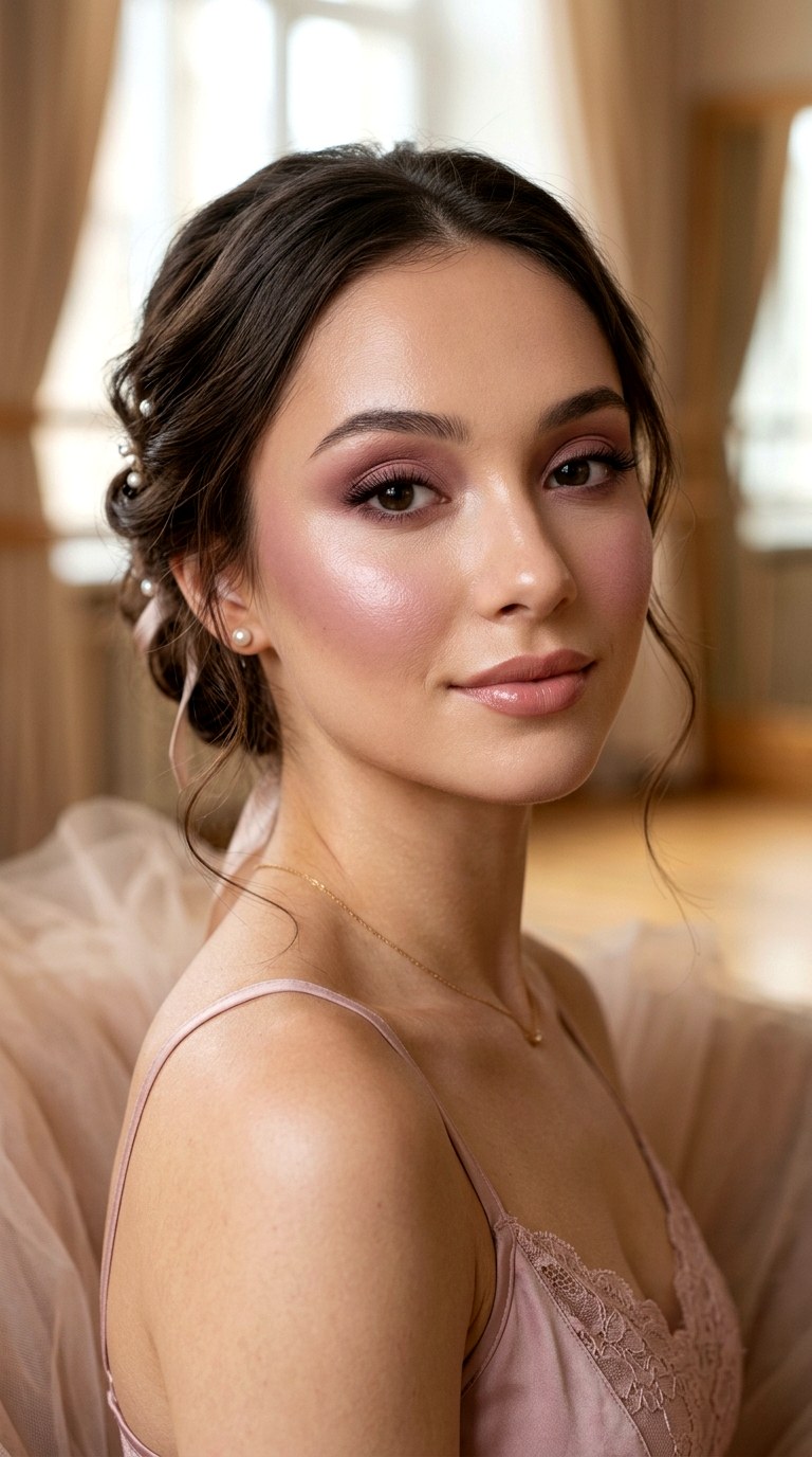 Dusty Rose Soft Glam - 22 Balletcore Beauty Makeup Ideas
