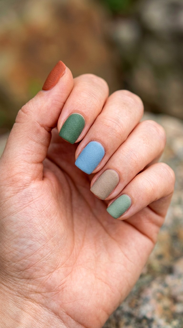 Earth Toned Rainbow - 30 Cheerful Spring Multicolor Nails
