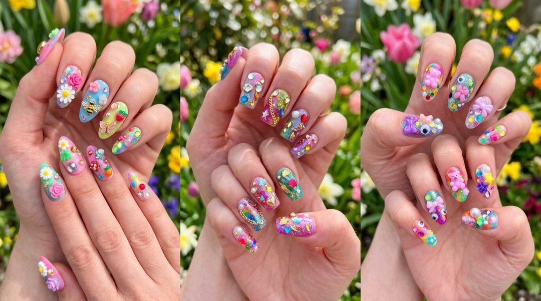 Eclectic Spring Colorful Junk Nails