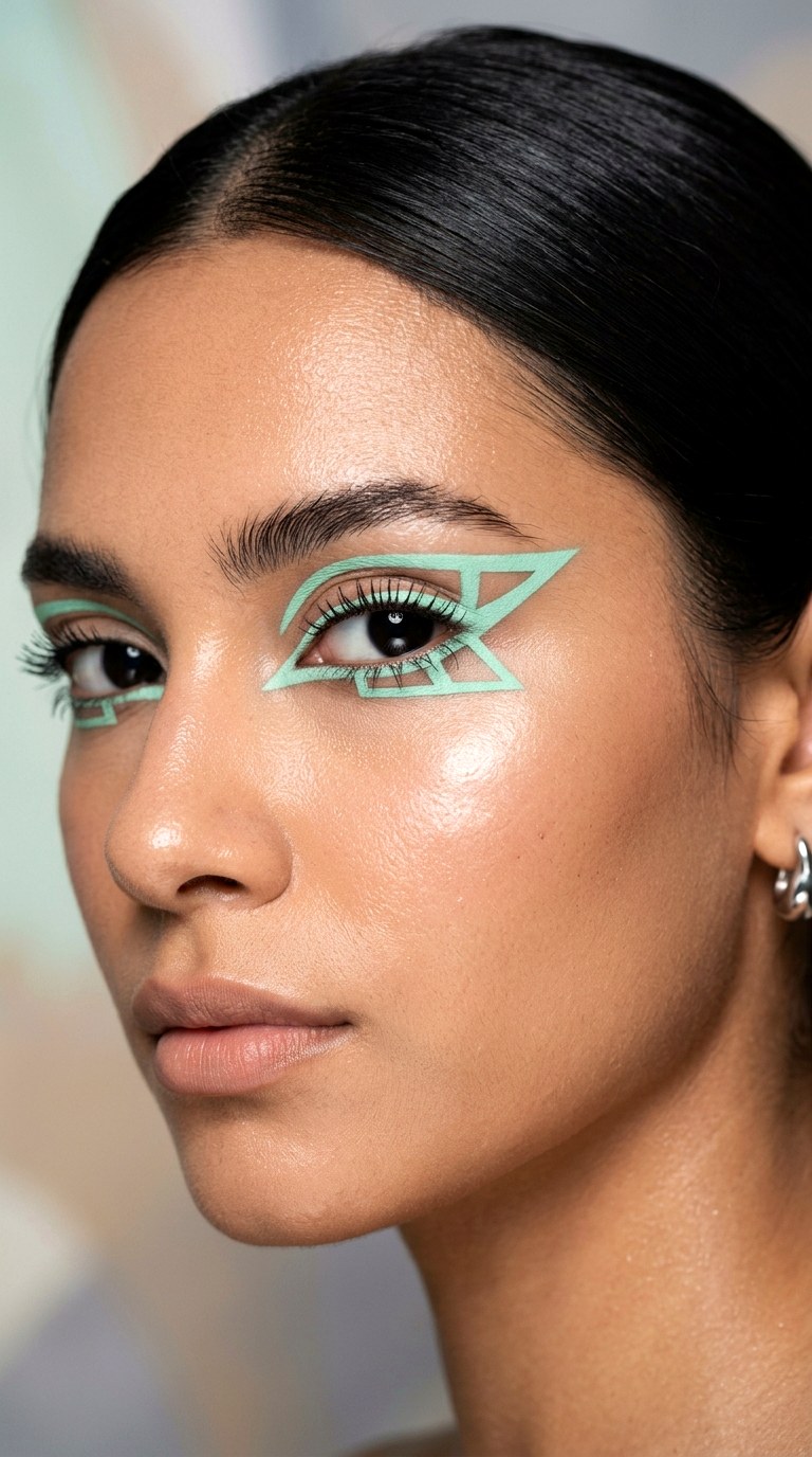Editorial Mint Green Geometric Eye - 28 Mint Green Graphic Liner Look