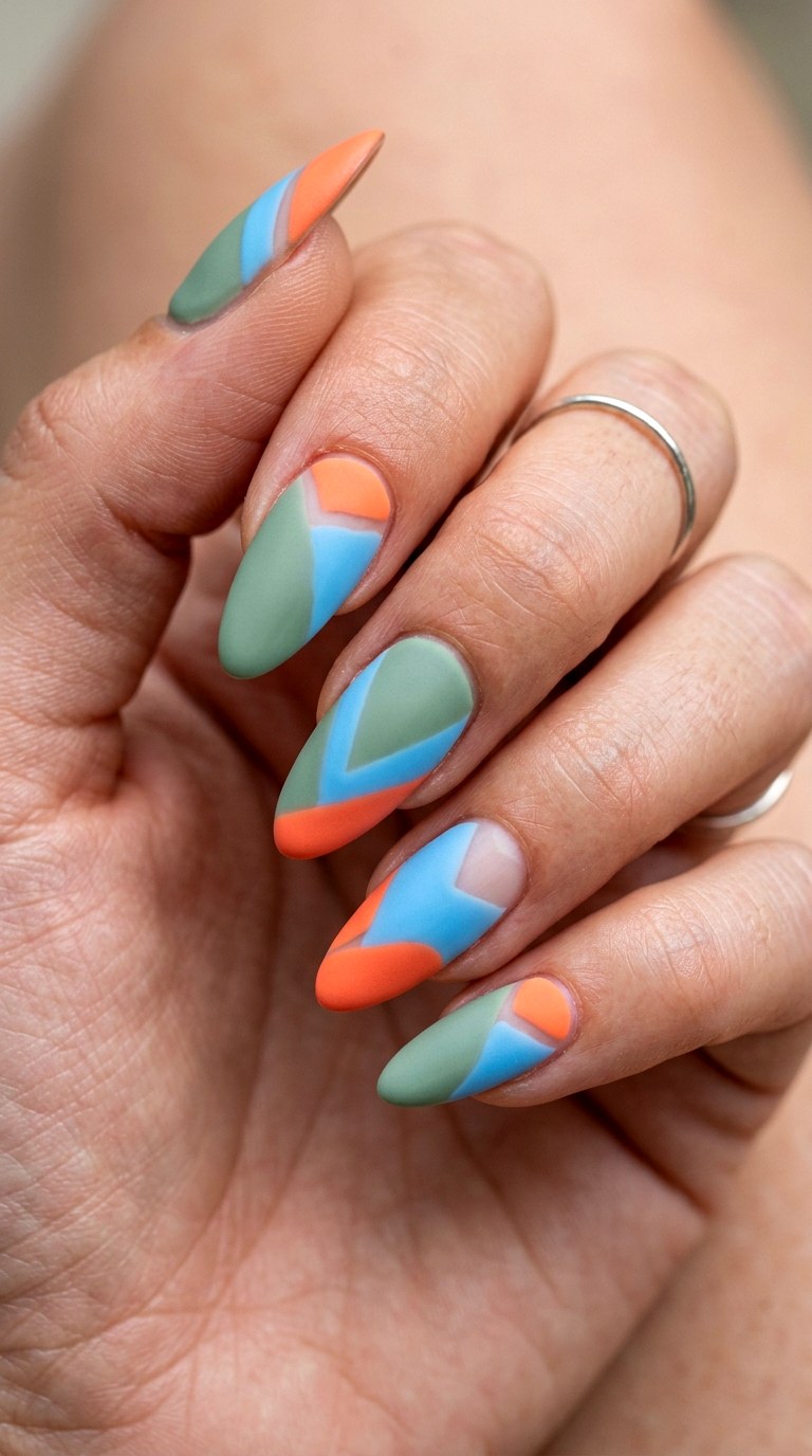 Electric Abstract Color Blocking - 29 Fun Spring Multicolor Nails