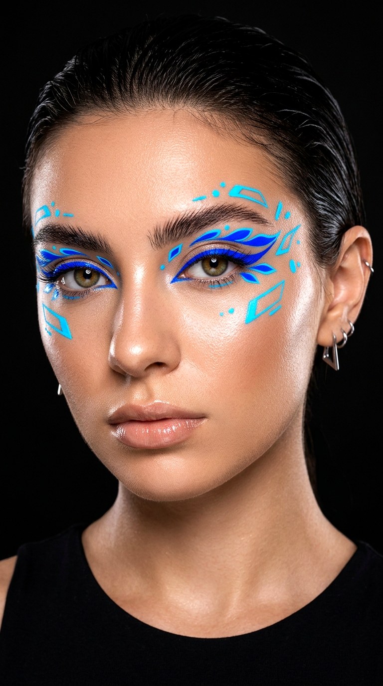 Electric Blue Floral Floating Liner - 22 Floating Petal Spring Eyeliner Dreamy Detached Shapes Inspired by Blooming Garden Energy