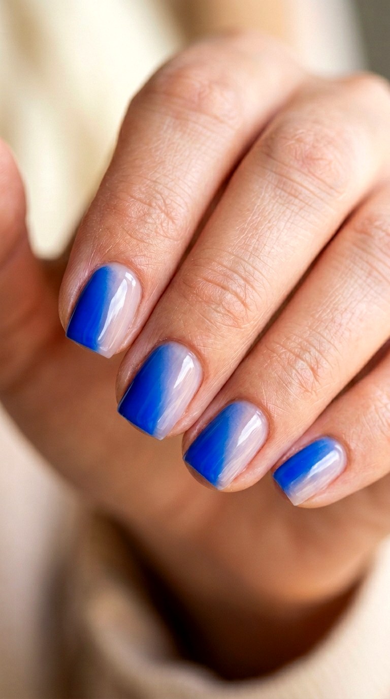 Electric Cobalt Curves - 24 Radiant Spring Ombre Nails