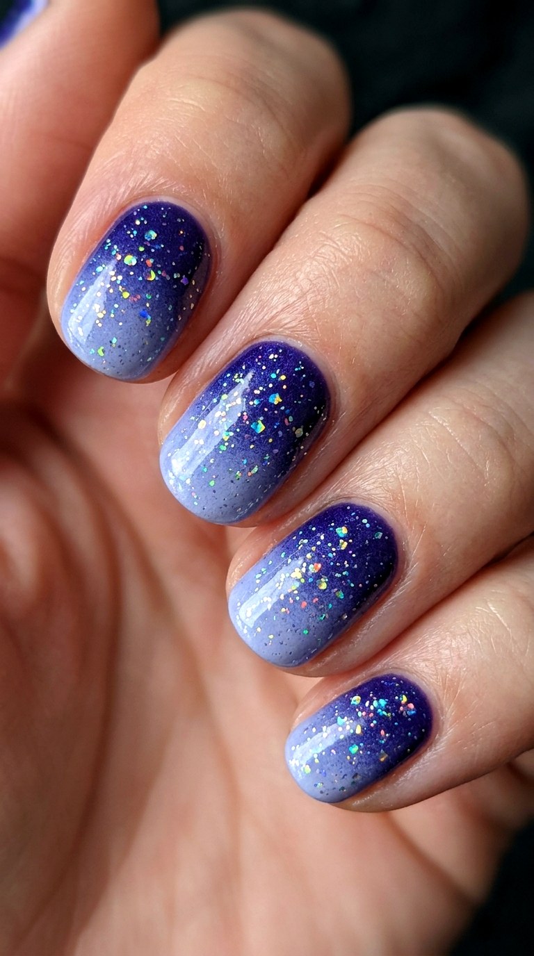 Electric Indigo to Pastel Periwinkle - 23 Neon Summer Ombre Nails