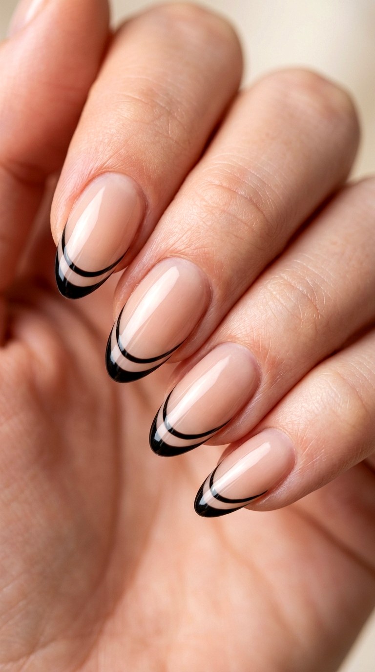 Elegant Double Line French Tips - 28 Gorgeous Spring Color Street Nails