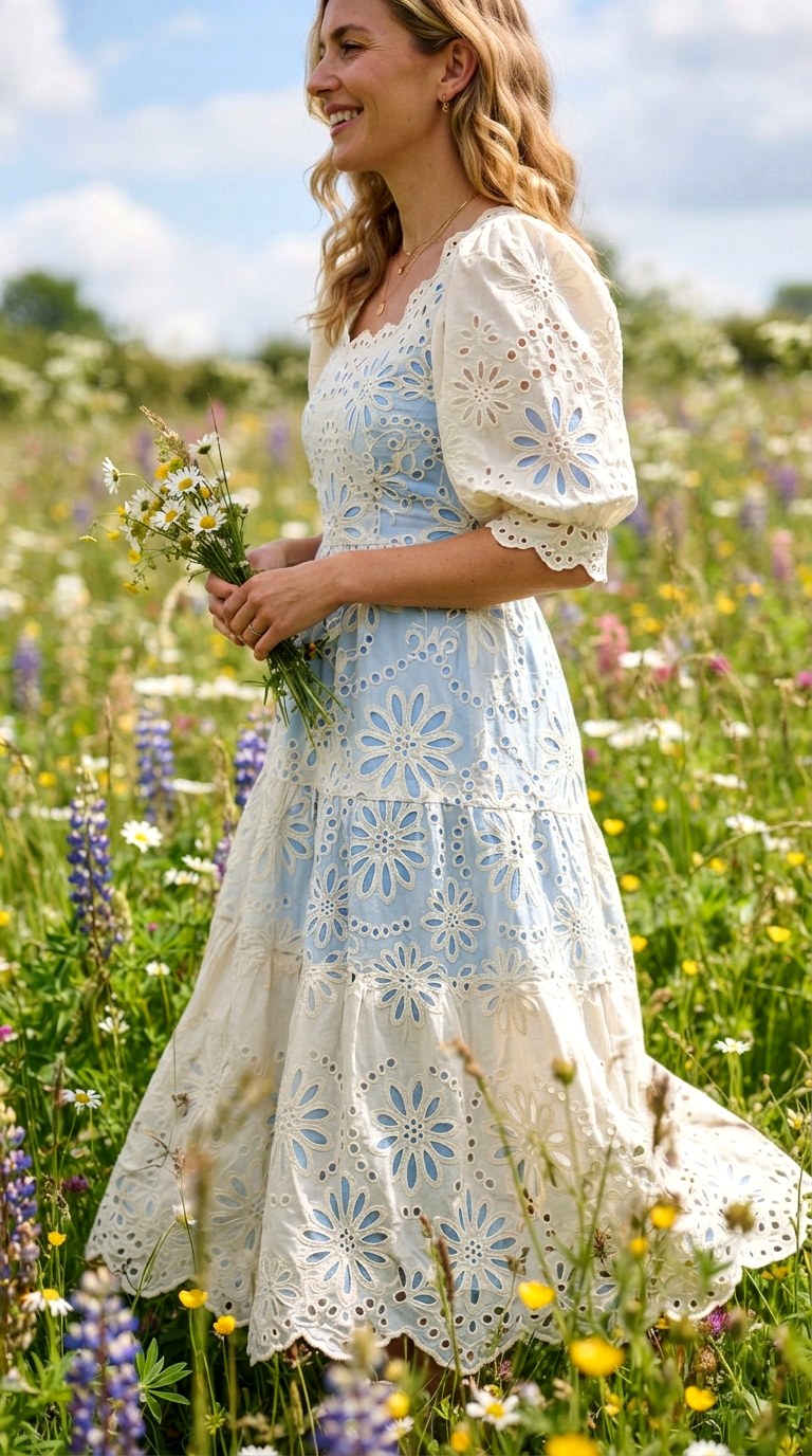 Embroidered Eyelet Maxi Dress - 26 spring maxi dress