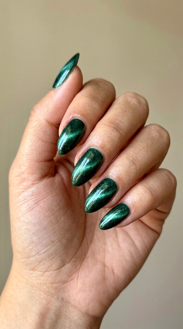 Emerald Cat Eye Shimmer - 24 Flawless Spring Color Street Nails