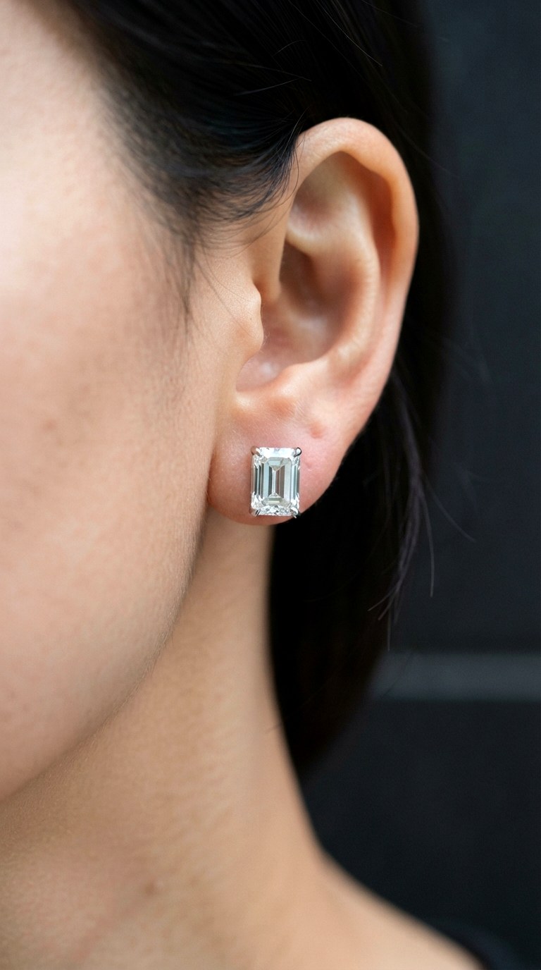 Emerald Cut Moissanite Studs Earrings - 30 classy earrings