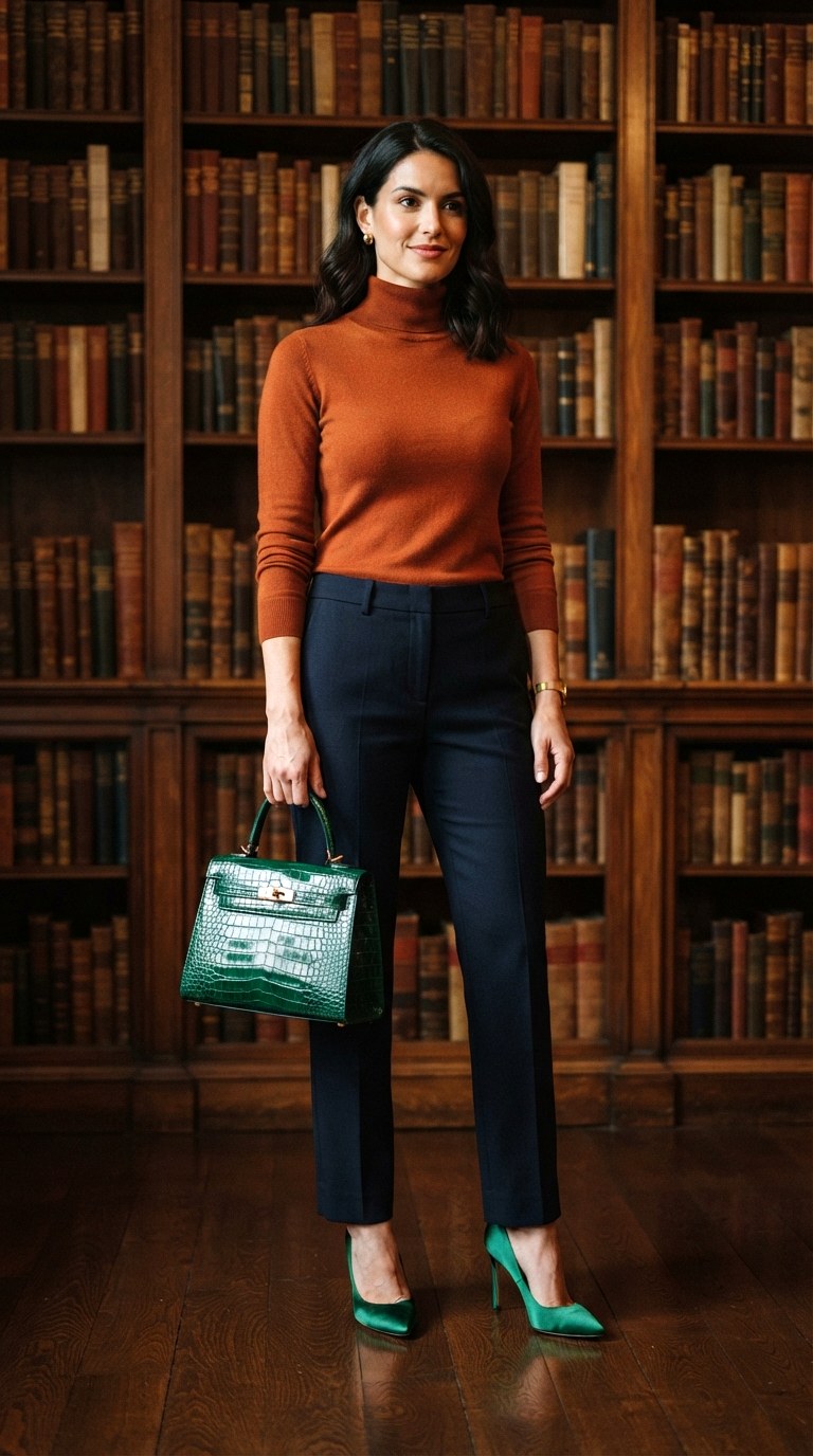 Emerald Green Accessory Pop - 24 orange shirt outfit