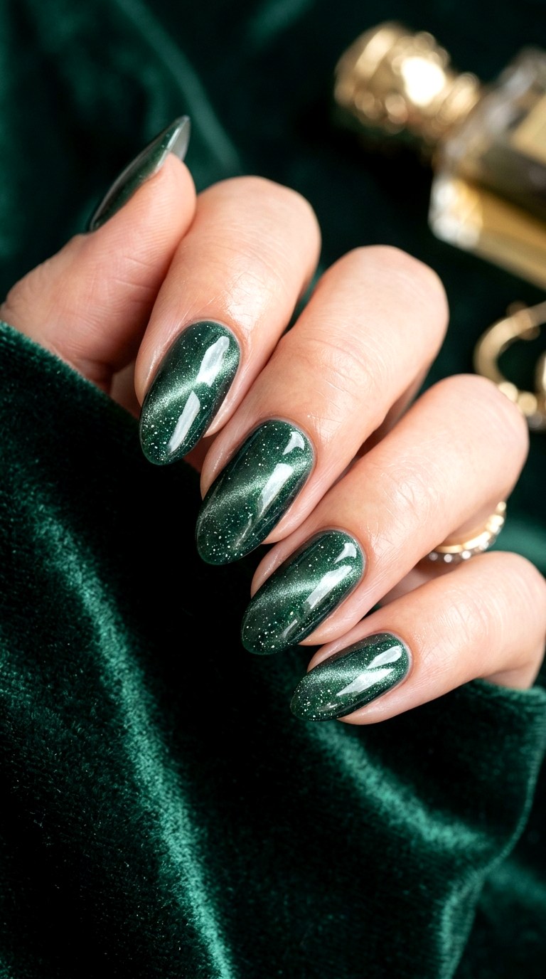 Emerald Mist Soft Cat Eye - 23 Summer Soft Green Shimmer Cat Eye Nails Ideas