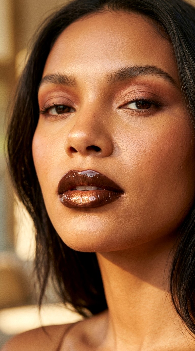 Espresso Brown Gloss Lips - 20 glossy lips makeup 2026