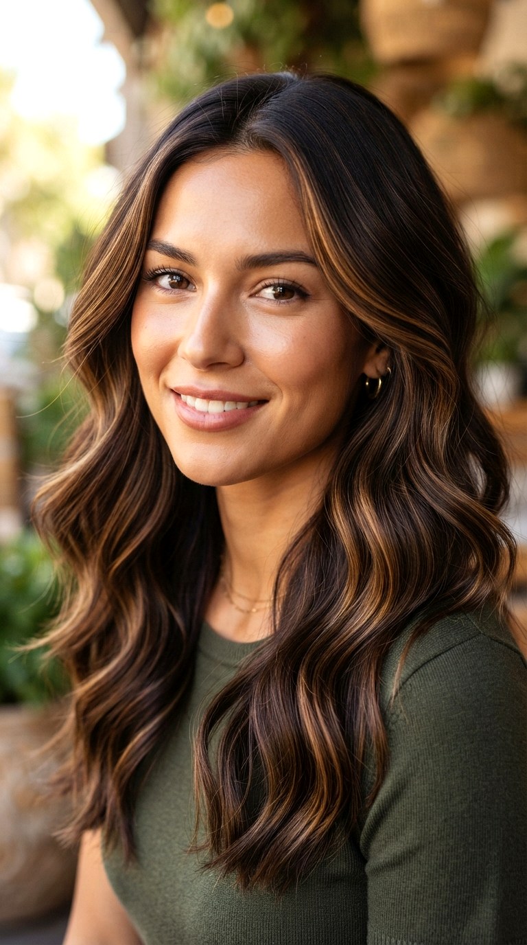 Espresso With Caramel Micro Weave - 26 subtle dimensional brunette