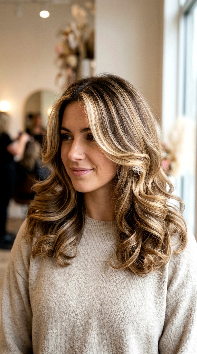 Face Framing Highlights with Volume - 24 blowouts of 90s for medium hair length