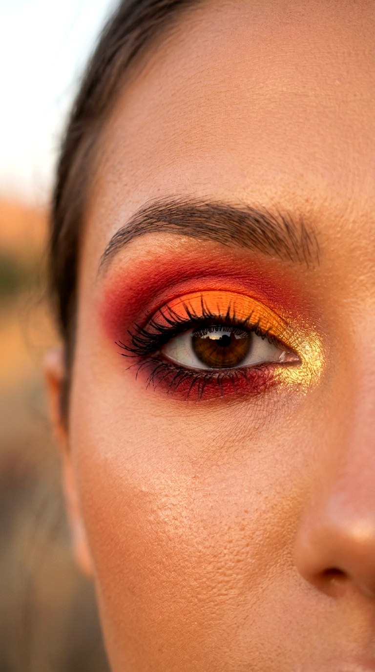 Fiery Red Orange Sunset Eye - 21 colorful makeup looks