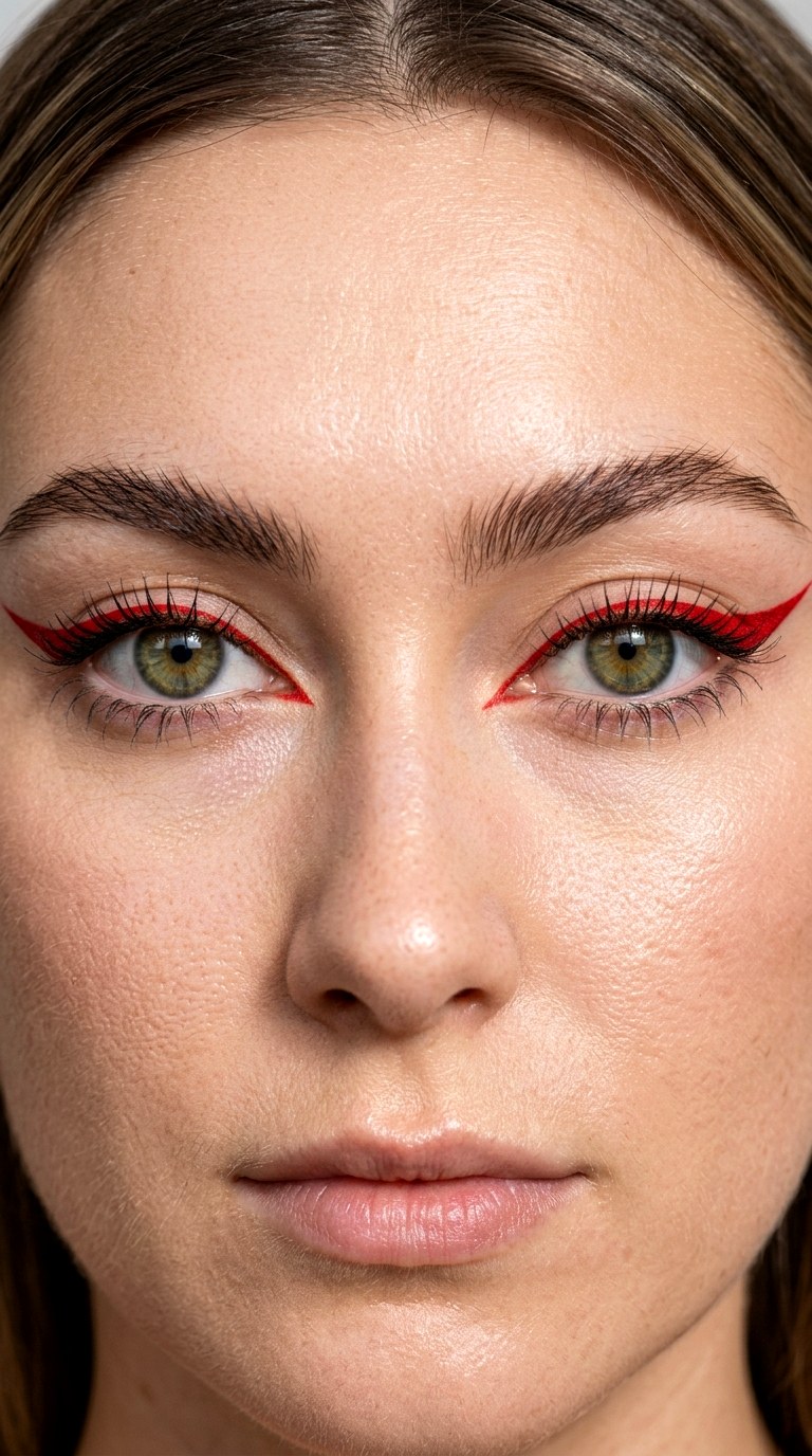 Fiery Red Winged Liner - 25 colorful makeup ideas