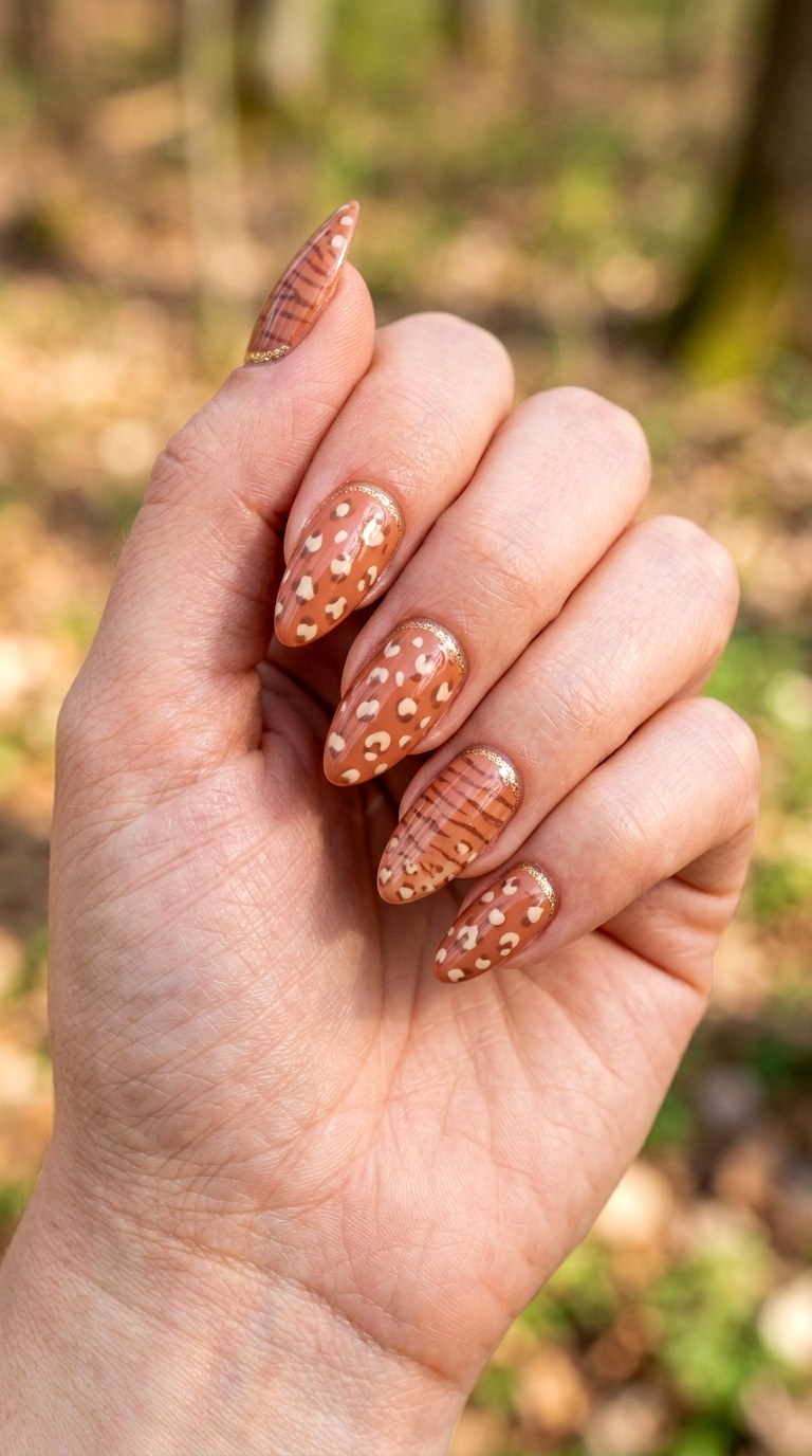 Fine Lined Animal Print Whisper - 29 Artsy Spring Colorful Junk Nails