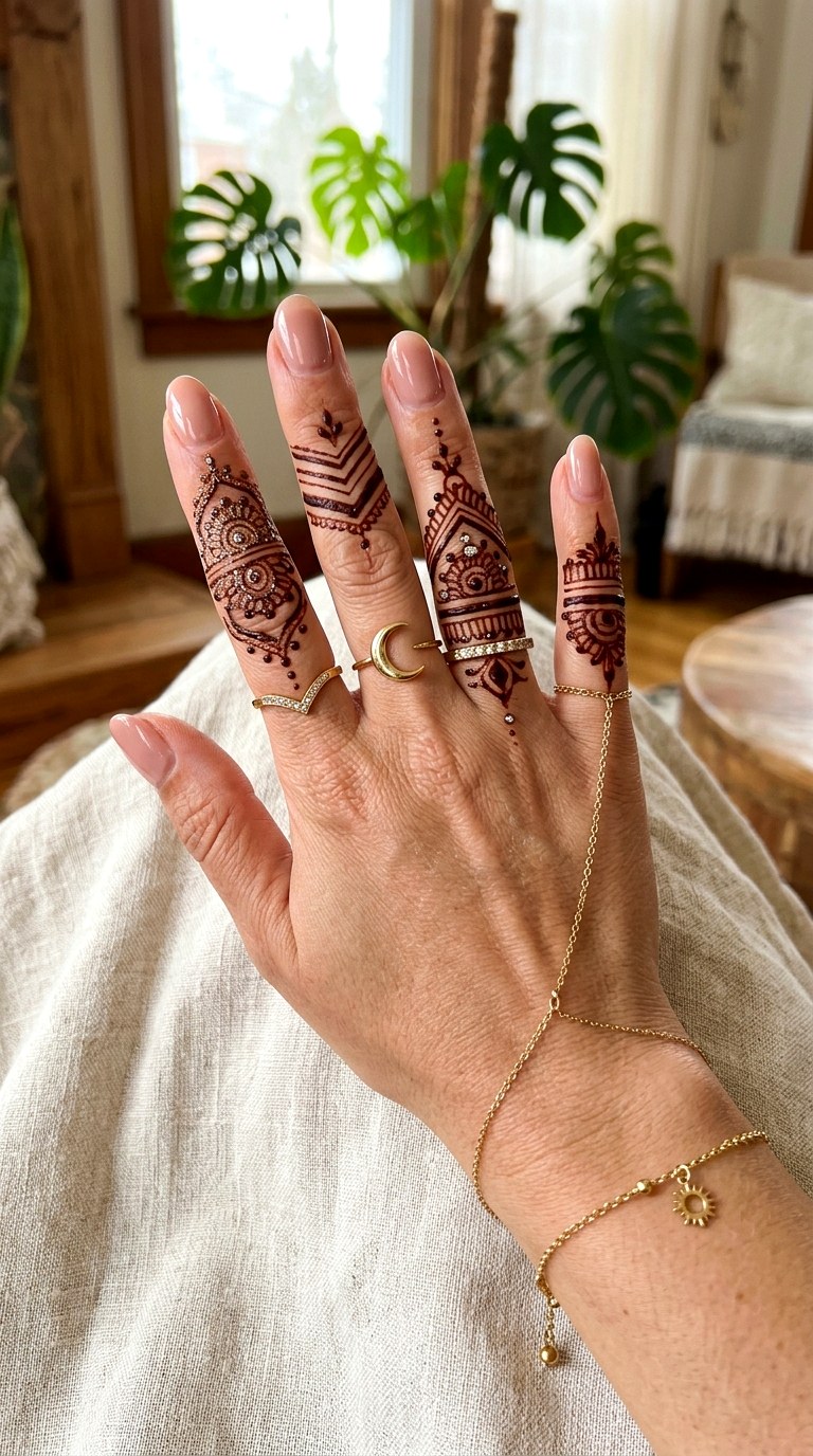 Finger Tattoo Bling - 22 henna inspo